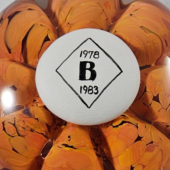 Rare Boyd Art Glass 1983 5th Anniversary Paperweight Orange 4.5" - Picture 2 of 9